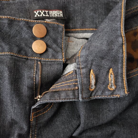 XXI Premium Denim Forever 21 Jeans 28 Dark Wash Leopard Print Embellished Skinny - Picture 6 of 8